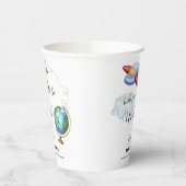Around The World Map Airplane Boy Baby Shower 紙コップ (左)