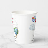 Around The World Map Airplane Boy Baby Shower 紙コップ (右)