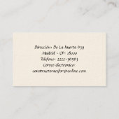 Arquitecto - Constructor - Tarjeta de Visita 名刺 (裏面)