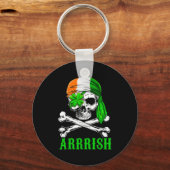 Arrish Irish Rate Skull St Patricks Day Clover Gif キーホルダー (正面)