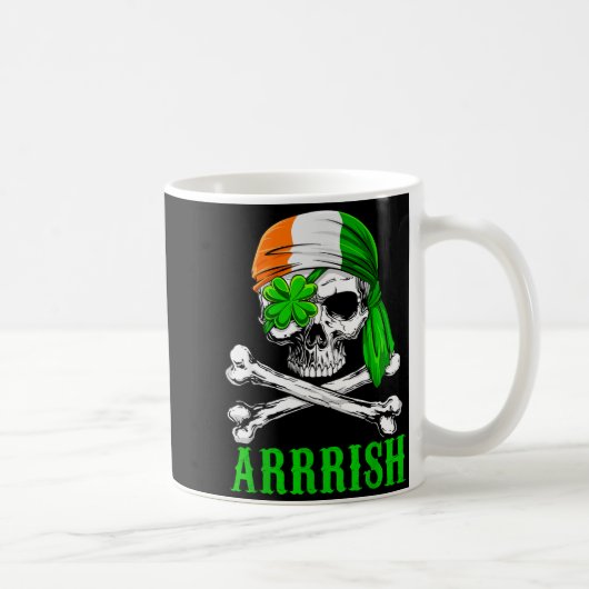 Arrish Irish Rate Skull St Patricks Day Clover Gif コーヒーマグカップ (右)