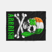Arrish Irish Rate Skull St Patricks Day Clover Gif フリースブランケット (正面(横))