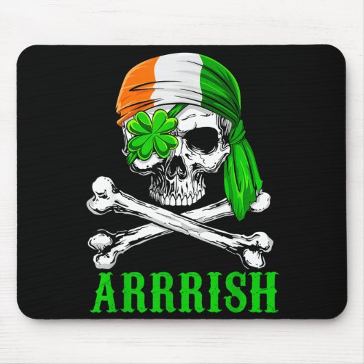 Arrish Irish Rate Skull St Patricks Day Clover Gif マウスパッド (正面)