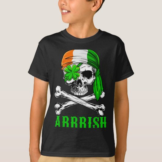 Arrish Irish Rate Skull St Patricks Day Clover Gif Tシャツ (正面)