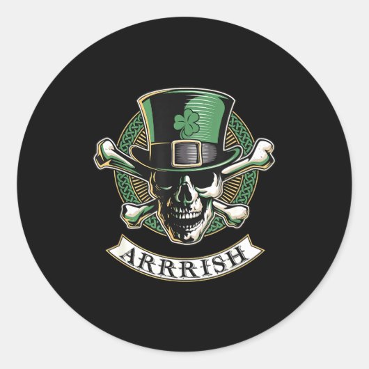 Arrish Irish Rate St Patricks Day, Rate Men Funny ラウンドシール (正面)