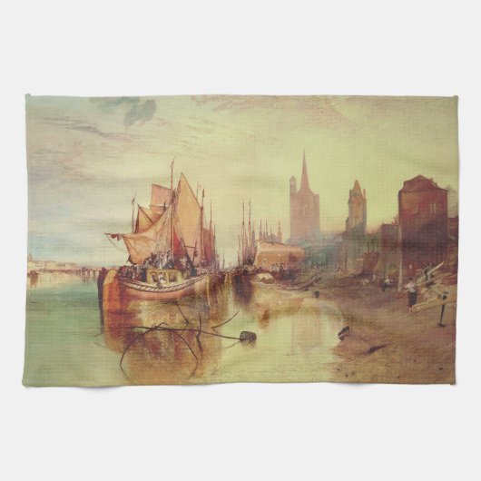 Arrival of a Packet Boat by Joseph Turner キッチンタオル (横)