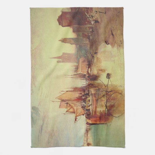 Arrival of a Packet Boat by Joseph Turner キッチンタオル (縦)