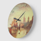 Arrival of a Packet Boat by Joseph Turner ラージ壁時計 (傾斜)
