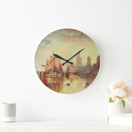 Arrival of a Packet Boat by Joseph Turner ラージ壁時計 (ホーム)