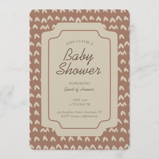 Arrow Head Geometric Gender Neutral Brown Beige 招待状 (正面)
