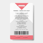 Arrow Medical Staff ID + バーコード 縦 バッジ (裏面)