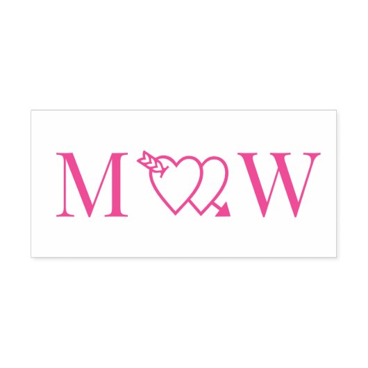 Arrow Thru Double Hearts Couple 2 Initial Monogram セルフインキングスタンプ (デザイン)