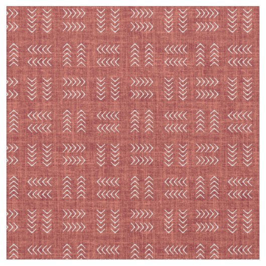 Arrows on Red Linen ファブリック (クローズアップ)