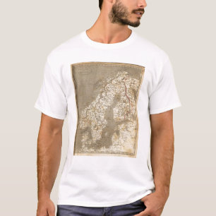 Arrowsmith著スウェーデン、ノルウェーの地図 Tシャツ