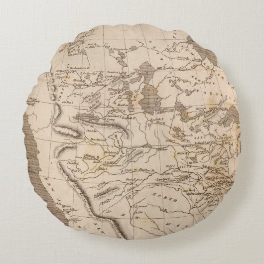 Arrowsmith著ルイジアナの地図 ラウンドクッション (正面)