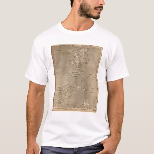 Arrowsmith著遠隔イギリス諸島の地図 Tシャツ (正面)