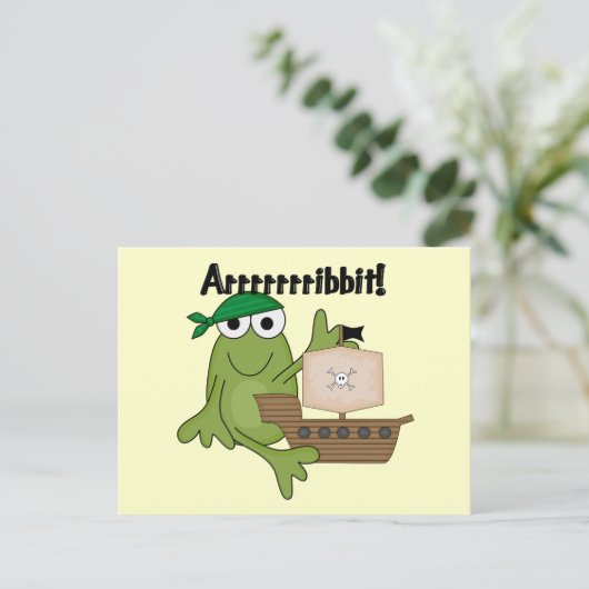 Arrrribbit Frog海賊Tシャツとギフト ポストカード (スタンド正面)