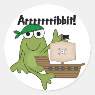 Arrrrrrribbitのカエルの海賊Tシャツおよびギフト ラウンドシール