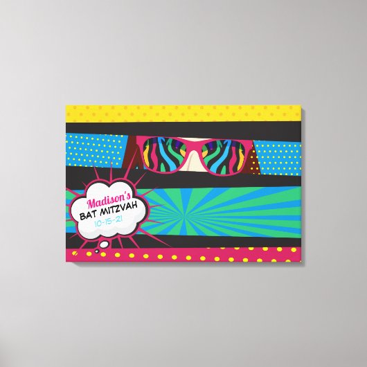 ART ポップ・アートのバルミツワーサインインメモリボード キャンバスプリント (正面)