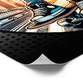 Art ポップ・アートの Boy on Skateboard in City ポスター (角)