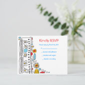 ART ポップ・アートの SCRIBBLYバルミツワー返信カード 出欠カード (スタンド正面)