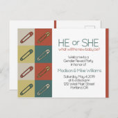 Art モダン Safety/おむつピンのリビ男女兼用ュー インビテーションポストカード (正面/裏面)