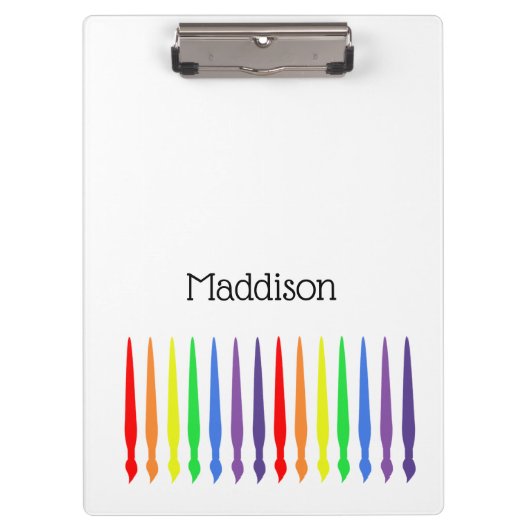 ART、レインボー絵を描ブブラシ、あなたの名前 クリップボード (正面)
