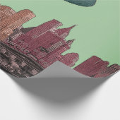 ART 1930'S BLIMP NEW YORK CITY SKYLINE YOUR TEXT ラッピングペーパー (角)