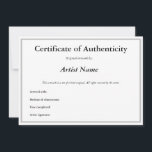 Art AのCertificate of Authenticityのカスタマイズが可能 招待状<br><div class="desc">絵画、スケッチ、彫刻などのオリジナルのアートワークに含めることができる、カスタマイズ可能なCertificate of Authenticityカードです。名前をカードに追加し、マット紙を選択して、ペンやマーカーで簡単に表書示できるようにします。
私は画家で、自分のCertificates of Authenticityに似たスタイルを使っています。他のアーティスト考えにも役立つかもしれません。探感謝していして!</div>