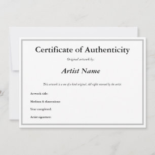 Art AのCertificate of Authenticityのカスタマイズが可能 招待状