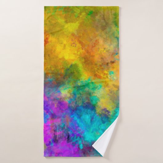 art abstract vibrant rainbow painted background wi バスタオル (バスタオル)