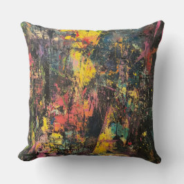 Art abstrait texturé en couleurs vives 🎨 クッション