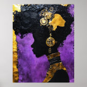 Art_Afrofuturistic Steampunk紫の女性 ポスター (正面)