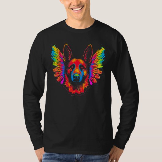 Art Angel Heaven German Shepherd Dog Tシャツ (正面)