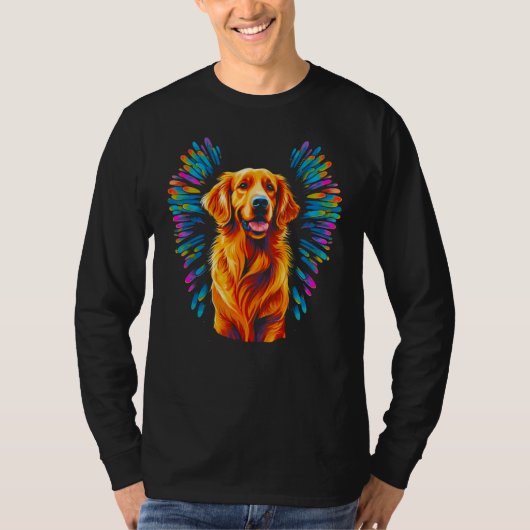 Art Angel Wings Heaven Golden Retriever Dog Tシャツ (正面)