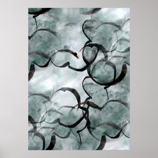 art avant-garde gray, black hand paint ポスター (正面)