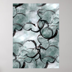 art avant-garde gray, black hand paint ポスター