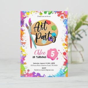 Art Birthday Partyへの招待 サンキューカード