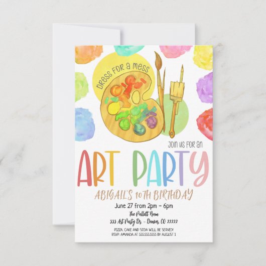 Art Birthday Partyへの招待 招待状 (正面)