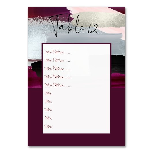 Art Burgundyモダン+赤面テーブル番号のボードへのピン テーブルナンバー (正面)