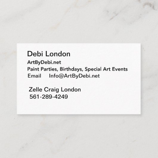 Art By Debi、名刺 名刺 (裏面)