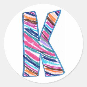 Art by Kaleb カラフル Letter K Circle ラウンドシール
