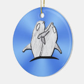Art by Kids - Dolphins Huging – 青いオーナメント セラミックオーナメント (左)
