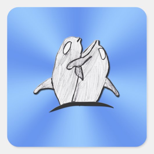 Art by Kids - Dolphins Huging Stickers Square スクエアシール (正面)