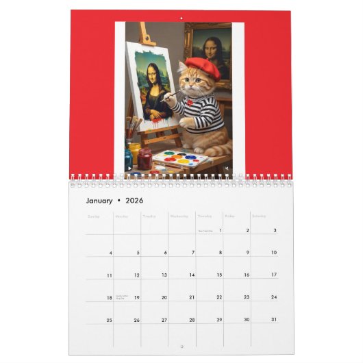 Art Cats Calendar カレンダー (1月 2026)