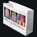Art Christmas 3人の王 ラージペーパーバッグ<br><div class="desc">5月季節のすべての賢く、すばらしいギフトはあなたのです。  芸術家によるビクトリアリンホール、Melchior、キャスパーおよびバルタザール元の3つの王の絵画シリーズのイメージ。</div>