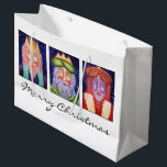 Art Christmas 3人の王 ラージペーパーバッグ<br><div class="desc">5月季節のすべての賢く、すばらしいギフトはあなたのです。  芸術家によるビクトリアリンホール、Melchior、キャスパーおよびバルタザール元の3つの王の絵画シリーズのイメージ。</div>
