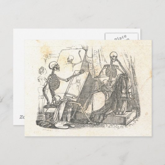 Art Class絵画でのポーズ設定のスケルトン ポストカード (正面/裏面)