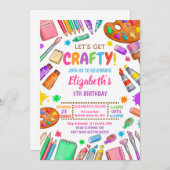 Art Craft Paint Birthday Party 招待状 (正面/裏面)