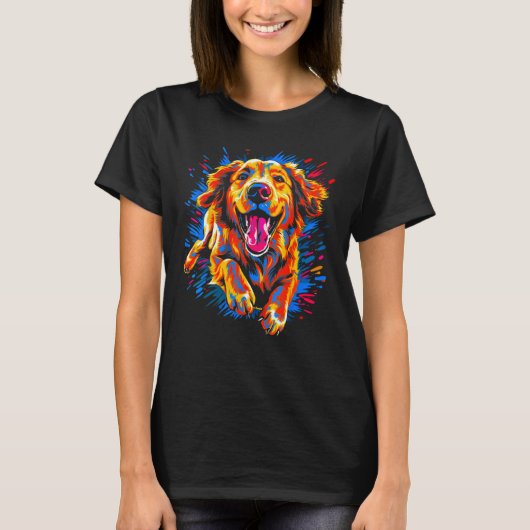Art Cute Golden Retriever Dog Tシャツ (正面)